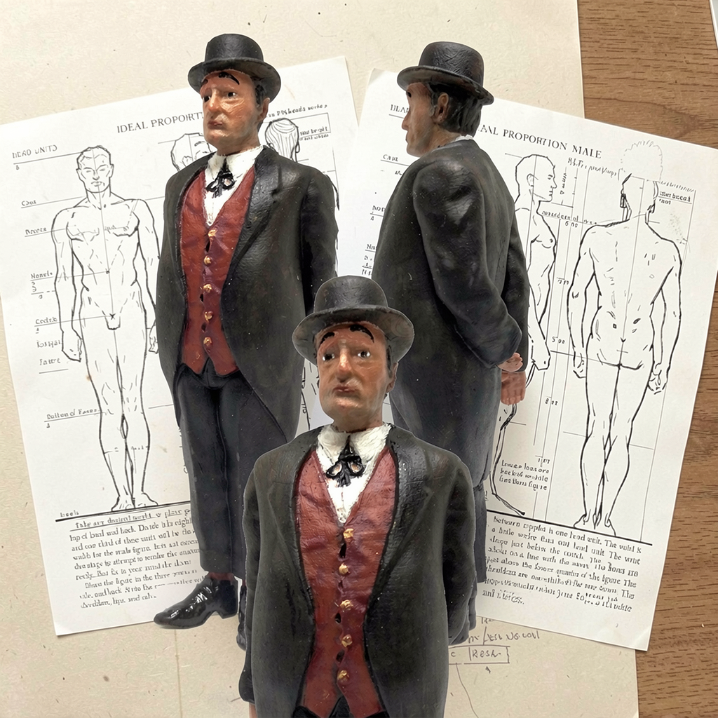 Totò dipinto - scultura artigianale in Super Sculpey - il principe della risata - Bellavere gioielleria Karatis Abano Terme