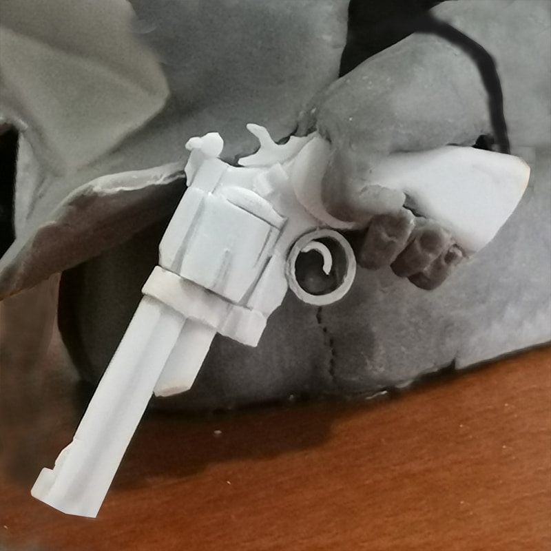 Particolare della Smith &amp; Wesson M19 Combat Magnum di Jigen - scultura artigianale in Super Sculpey - Bellavere Abano Terme gioielleria Karatis