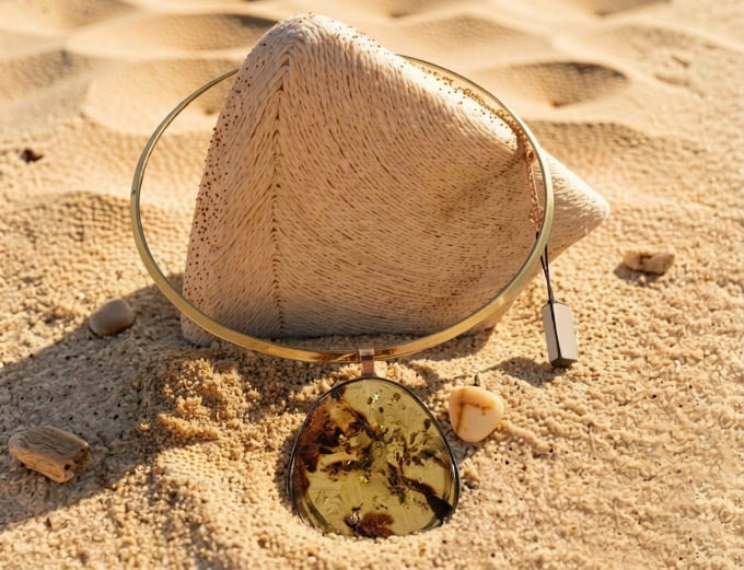 collana in argento dorato e ciondolo in ambra baltica e argento - esclusiva Bellavere gioielleria Karatis Abano Terme