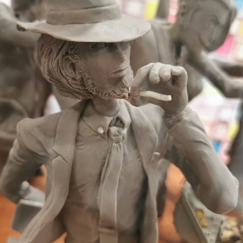 Particolare di Jigen Daisuke con sigaretta - scultura in Super Sculpey - Bellavere Abano Terme gioielleria Karatis